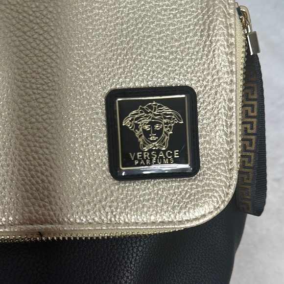 VERSACE Parfums Gold Black Faux Leather Clutch Crossbody Bag. - Picture 6 of 10